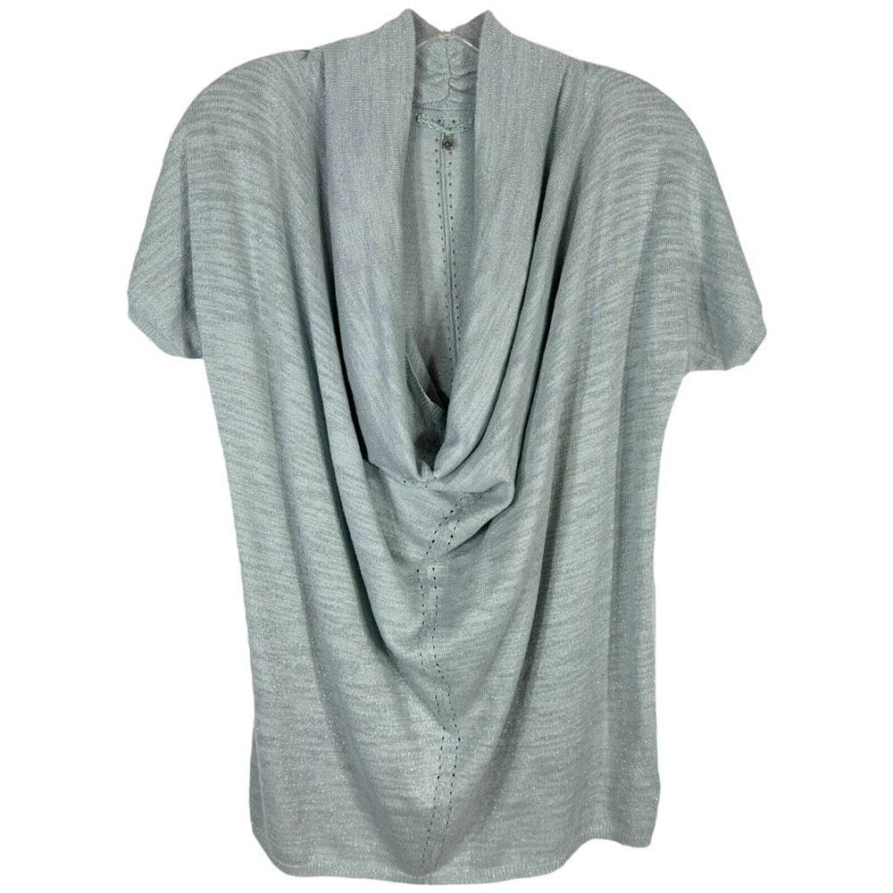 Anthropologie‎ Knitted Knotted Small Top Knit Sparkly Gray Blue Cowl Crochet 392